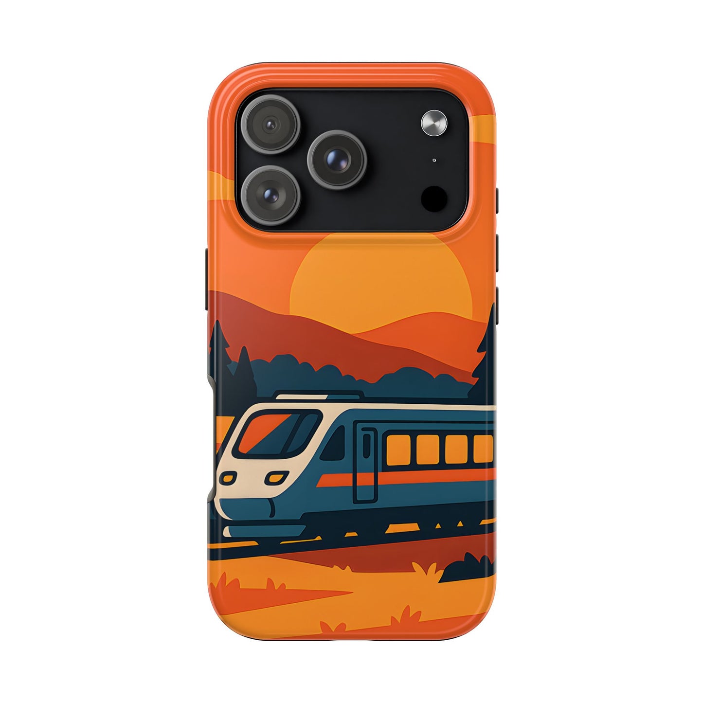 Golden Hour Express Tough Case - Minimalist Sunset Train Aesthetic Cover