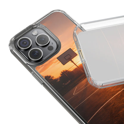 Clear Golden Hour Basketball Case - Urban Sunset Court Transparent Cover
