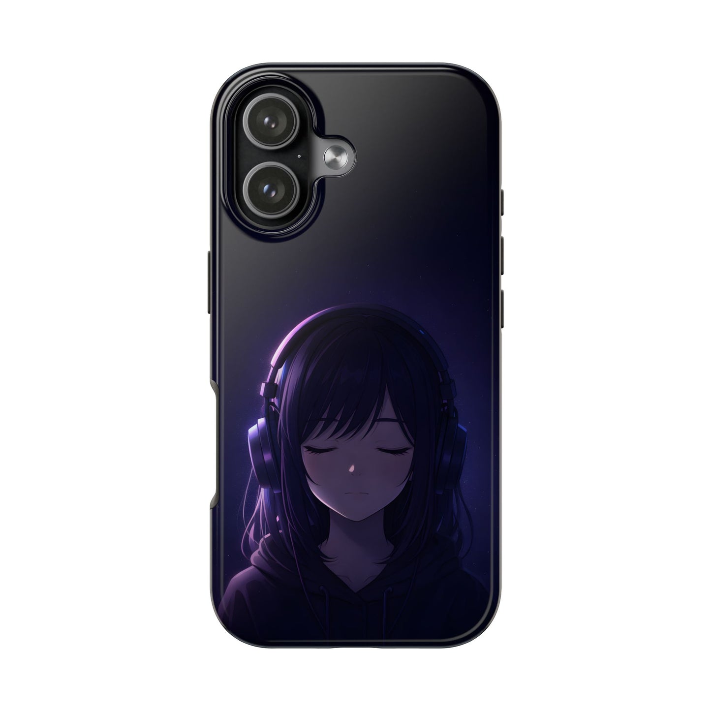 Midnight Lofi Anime Girl Tough Case - Deep Purple Music Cover for iPhone & Samsung
