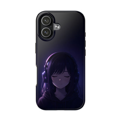 Midnight Lofi Anime Girl Tough Case - Deep Purple Music Cover for iPhone & Samsung