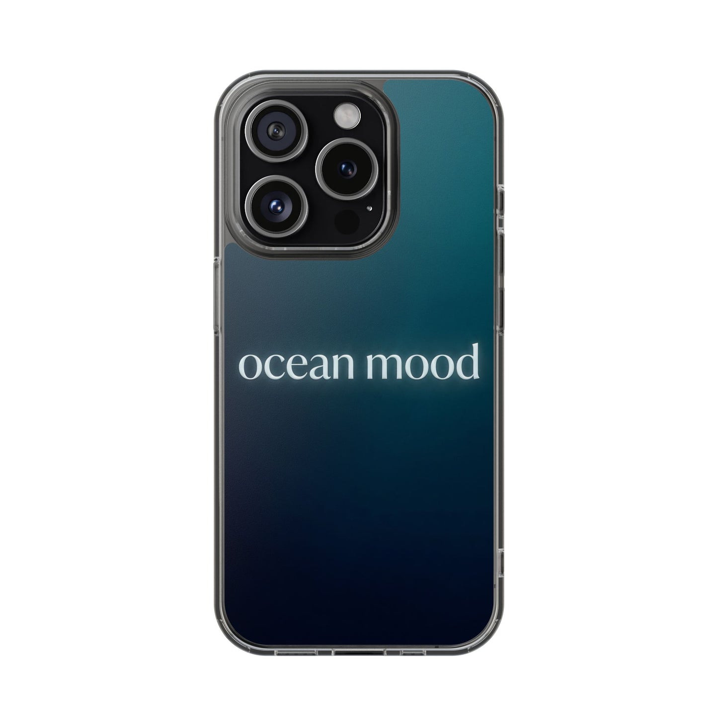 Dark Ocean Mood Clear Case - MagSafe Compatible Teal Gradient Cover