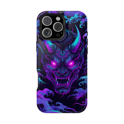 Cyber Oni: Neon Cyberpunk Japanese Mask MagSafe Case