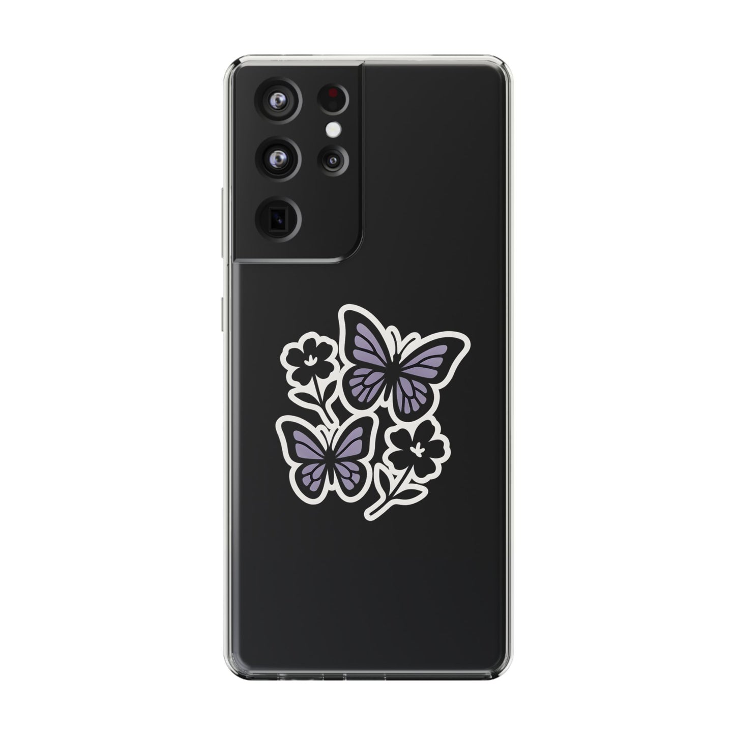 Clear Lavender Butterfly Case - Floral Botanical Transparent Cover for iPhone & Samsung