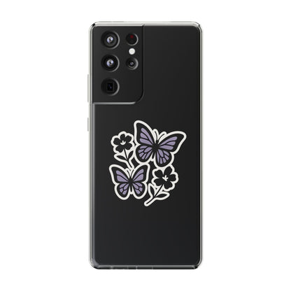 Clear Lavender Butterfly Case - Floral Botanical Transparent Cover for iPhone & Samsung