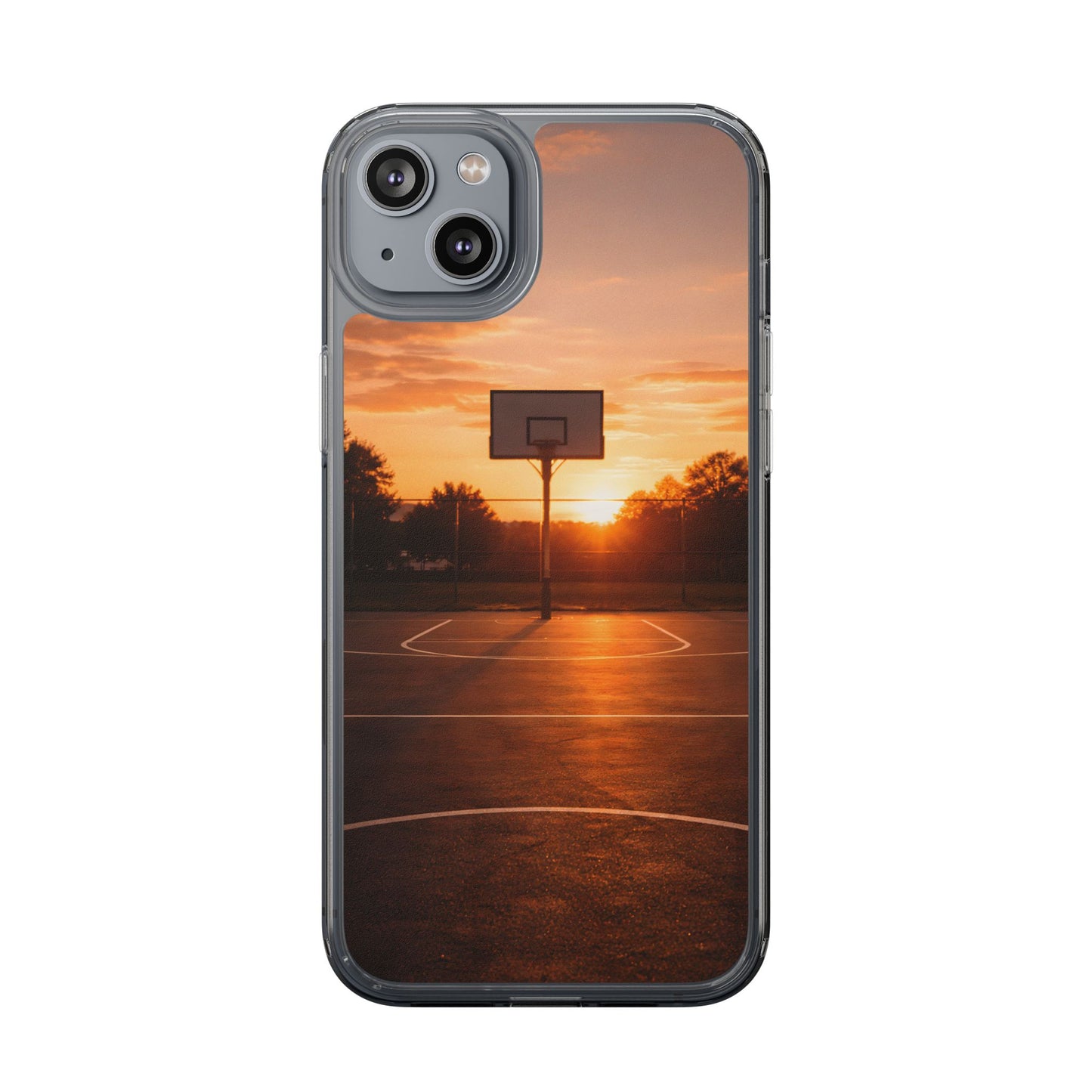 Clear Golden Hour Basketball Case - Urban Sunset Court Transparent Cover