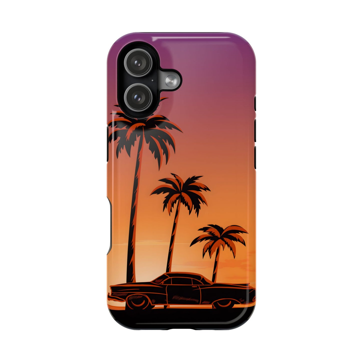 Retro Coastline: Vintage Car & Palm Sunset MagSafe Case