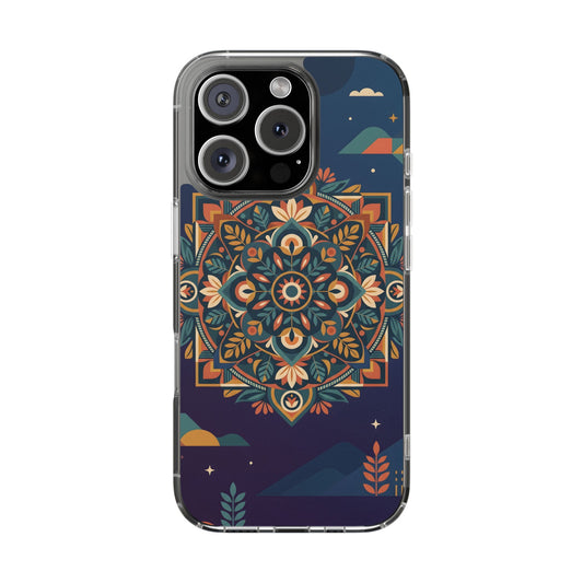 Mystic Desert Mandala Clear Case - MagSafe Compatible Boho Cover