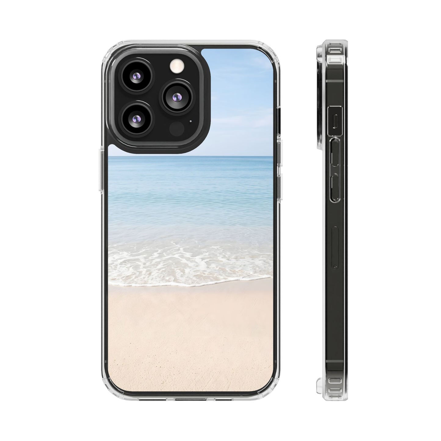 Serene Beach Landscape Clear Case - MagSafe Compatible Coastal Cover