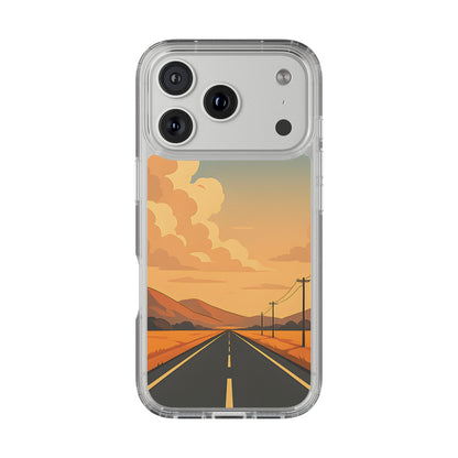 Clear Open Road Sunset Case - Minimalist Journey Aesthetic Transparent Cover
