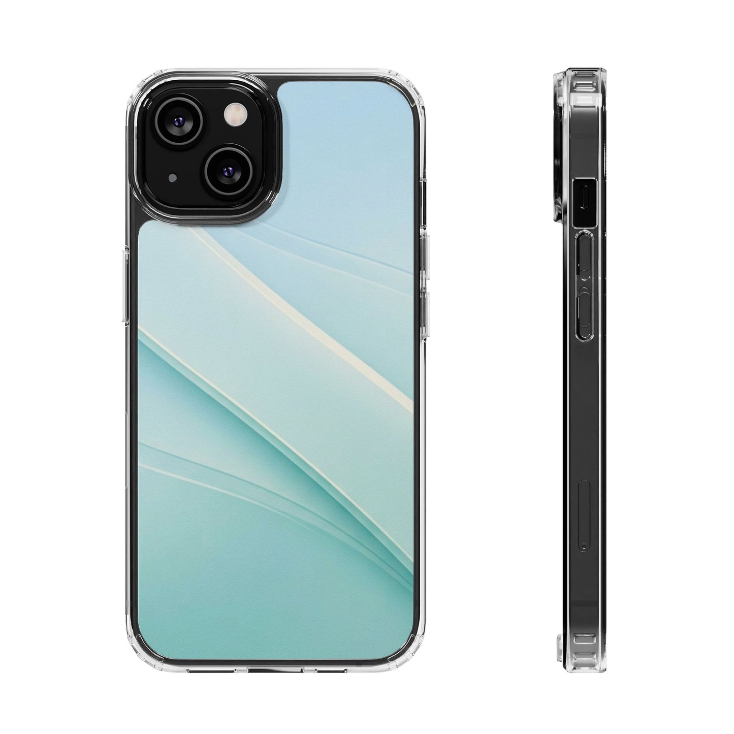 Ethereal Aqua Waves Clear Case - MagSafe Compatible Minimalist Cover