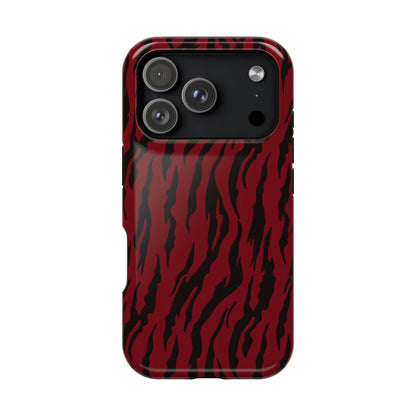 Crimson Instinct: Bold Red Tiger Print MagSafe Case