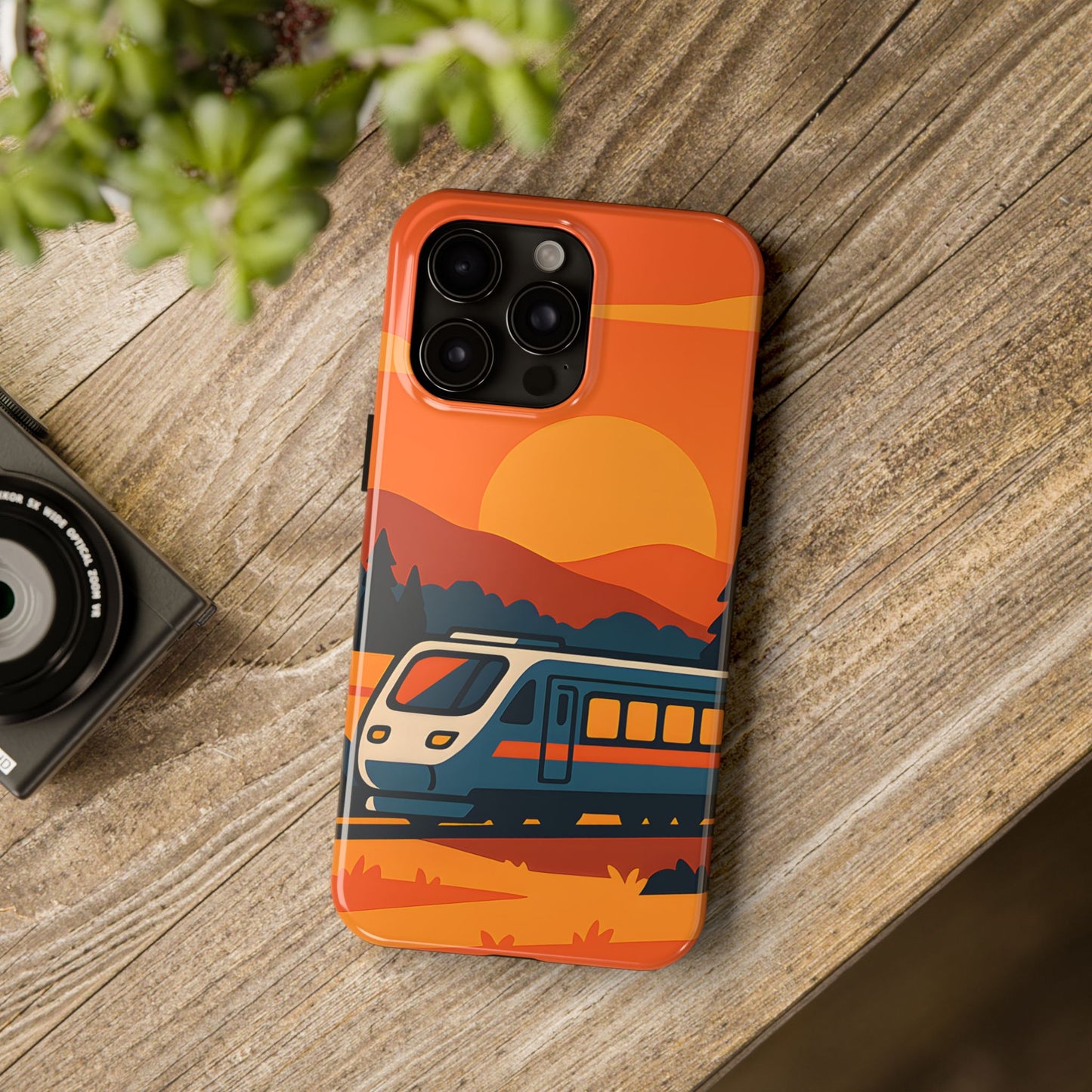 Golden Hour Express Tough Case - Minimalist Sunset Train Aesthetic Cover