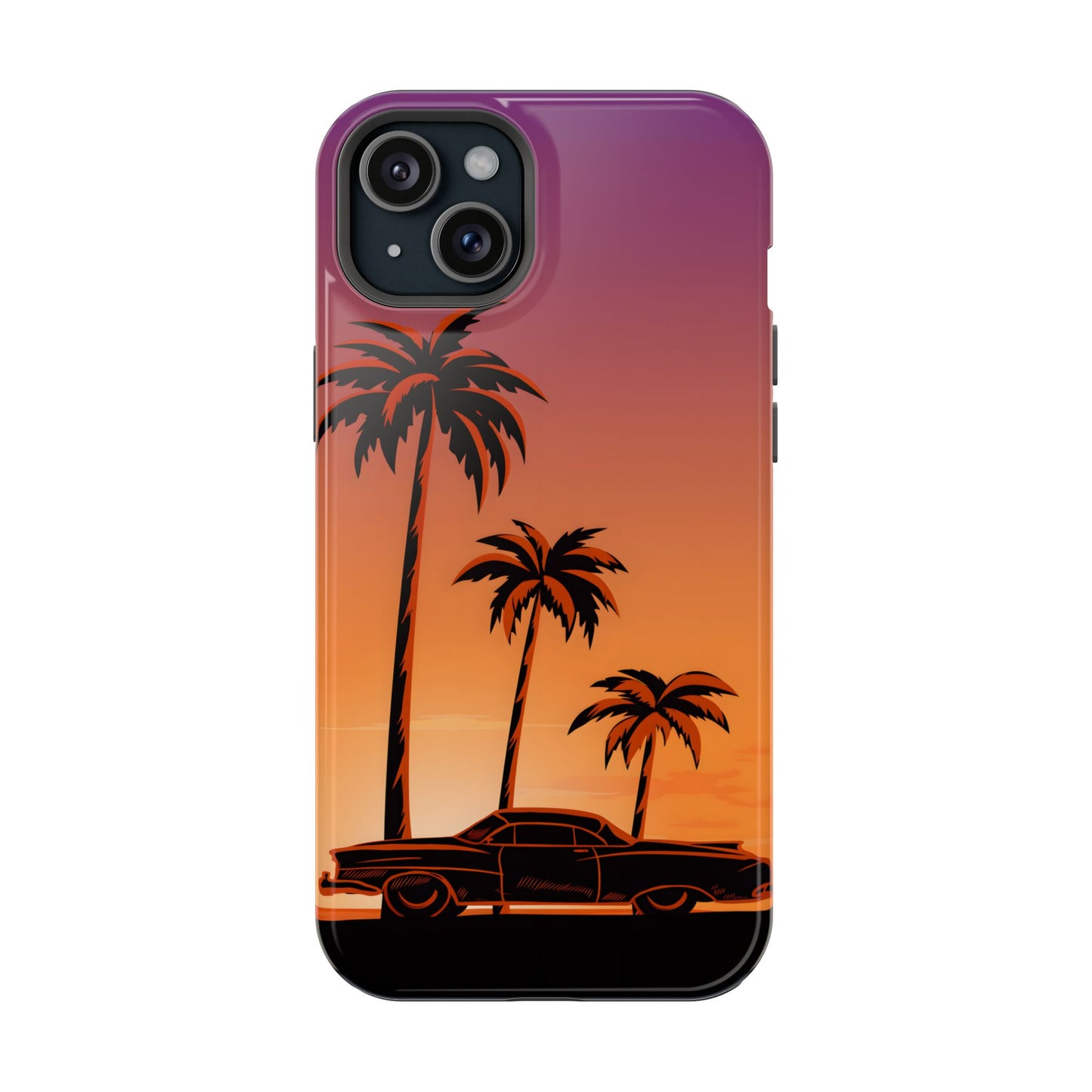 Retro Coastline: Vintage Car & Palm Sunset MagSafe Case