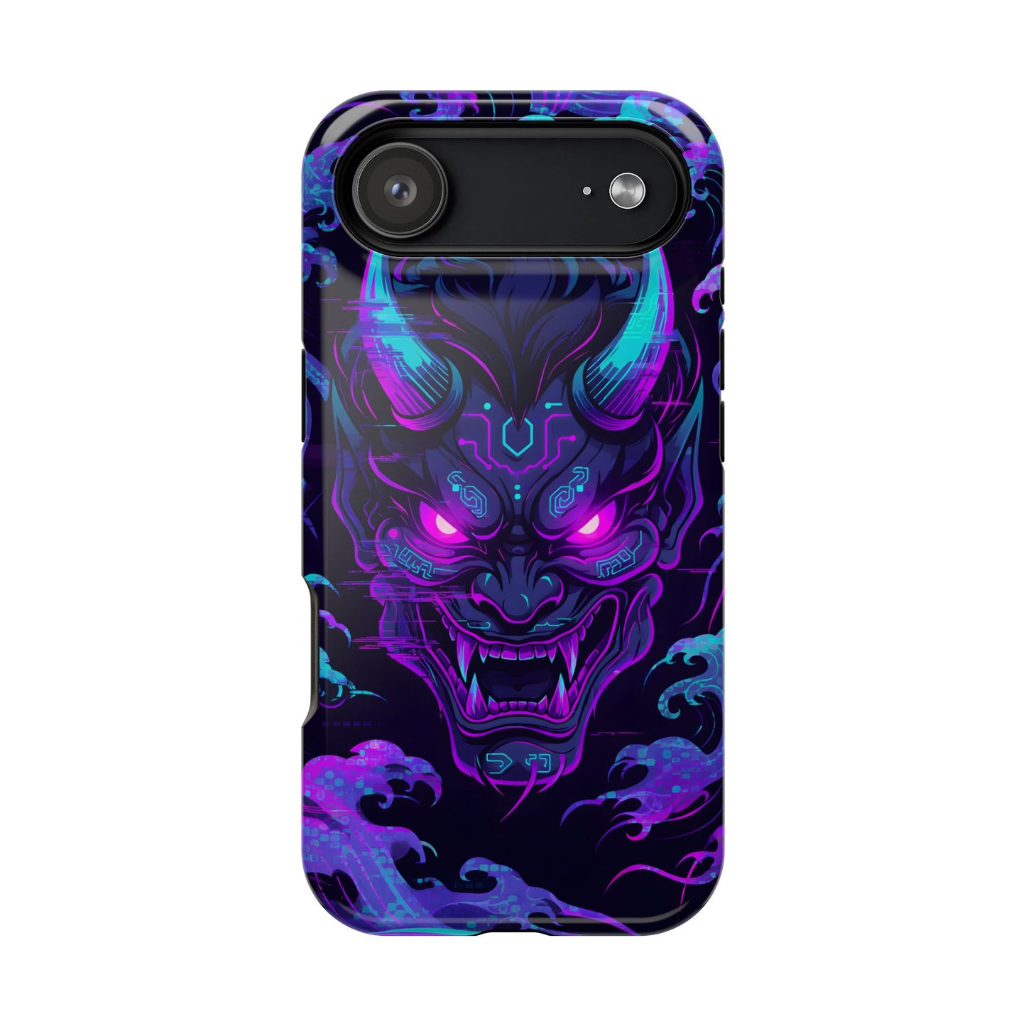 Cyber Oni: Neon Cyberpunk Japanese Mask MagSafe Case