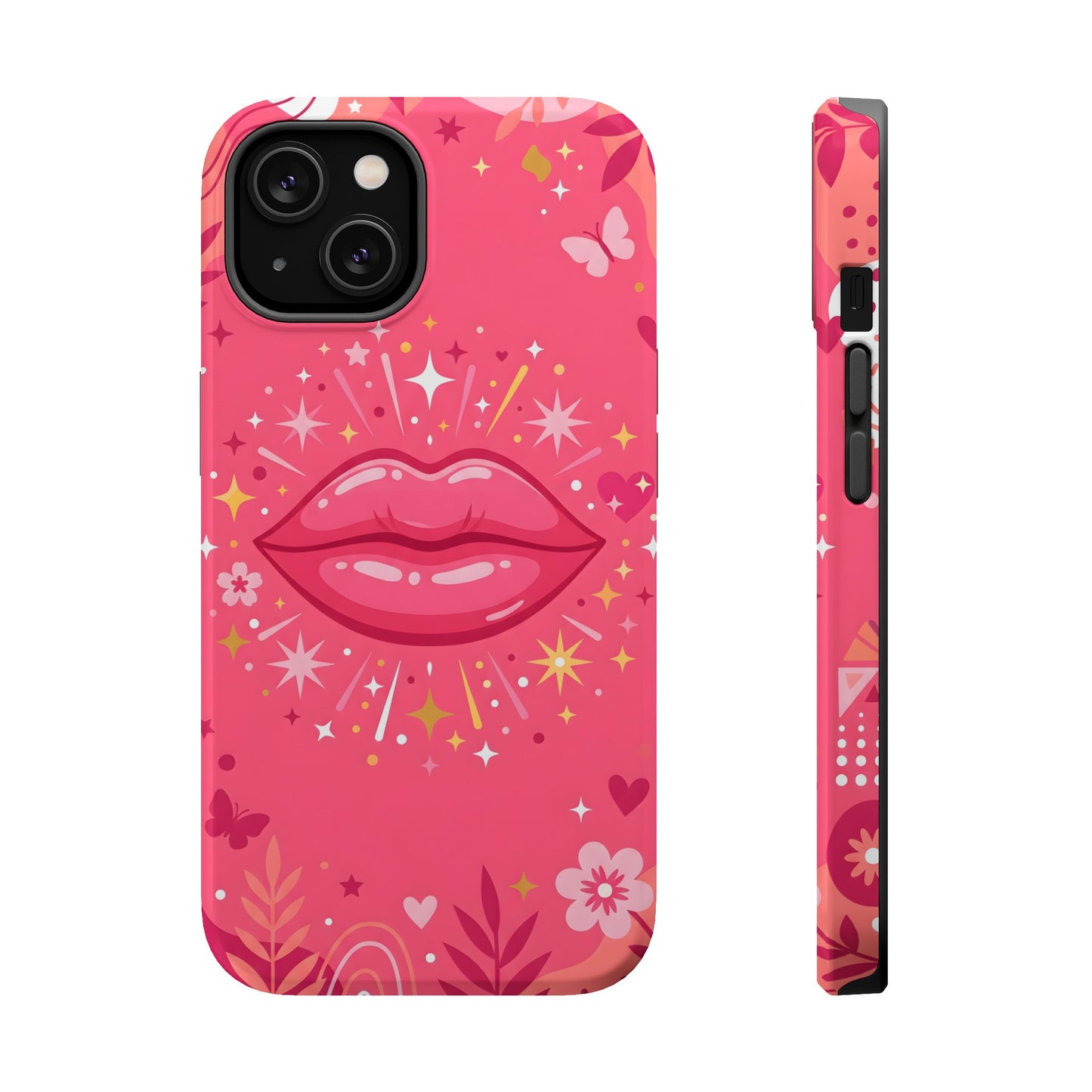 Retro Pink Kiss Floral Magnetic Impact Case