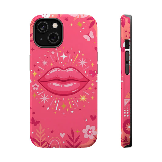 Retro Pink Kiss Floral Magnetic Impact Case