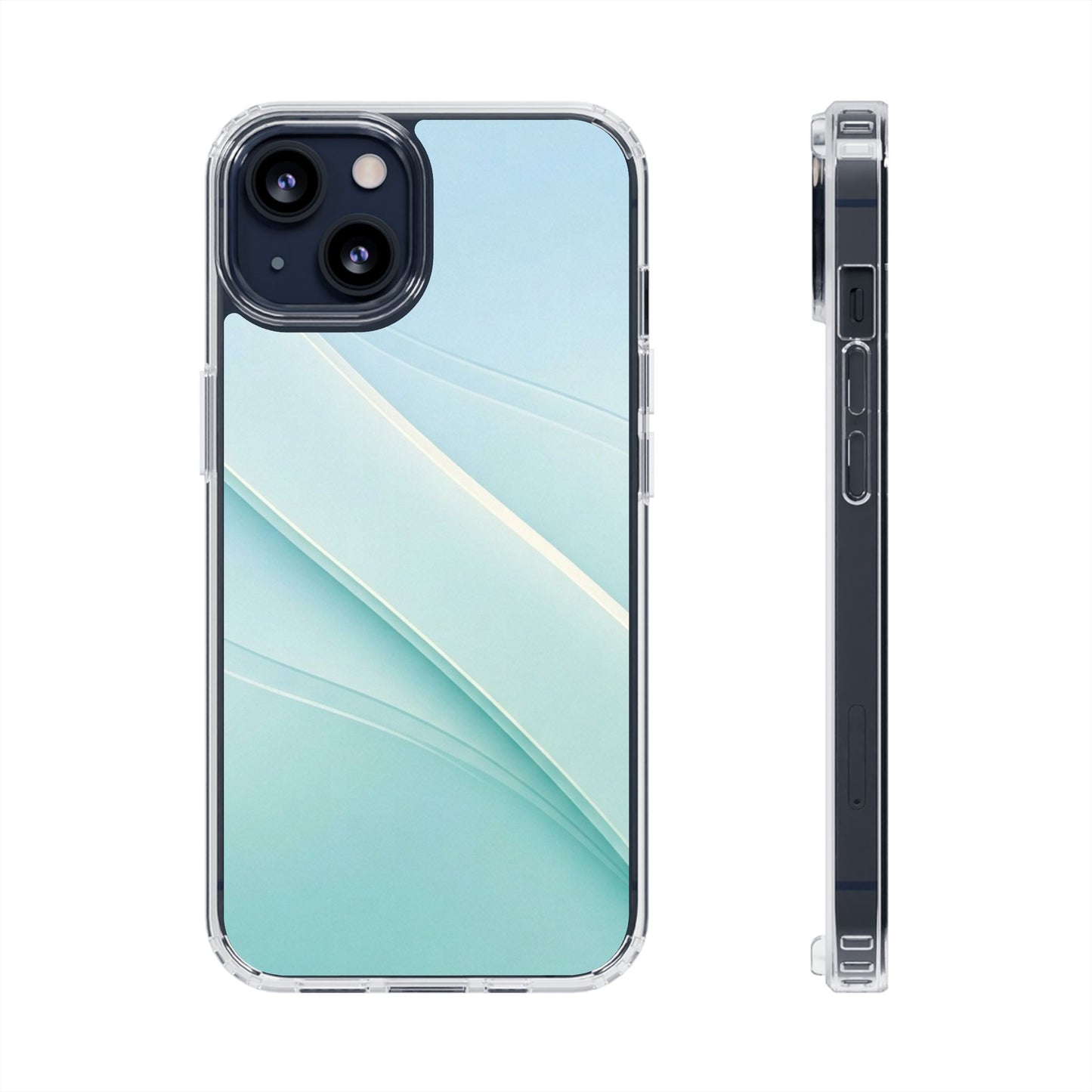 Ethereal Aqua Waves Clear Case - MagSafe Compatible Minimalist Cover
