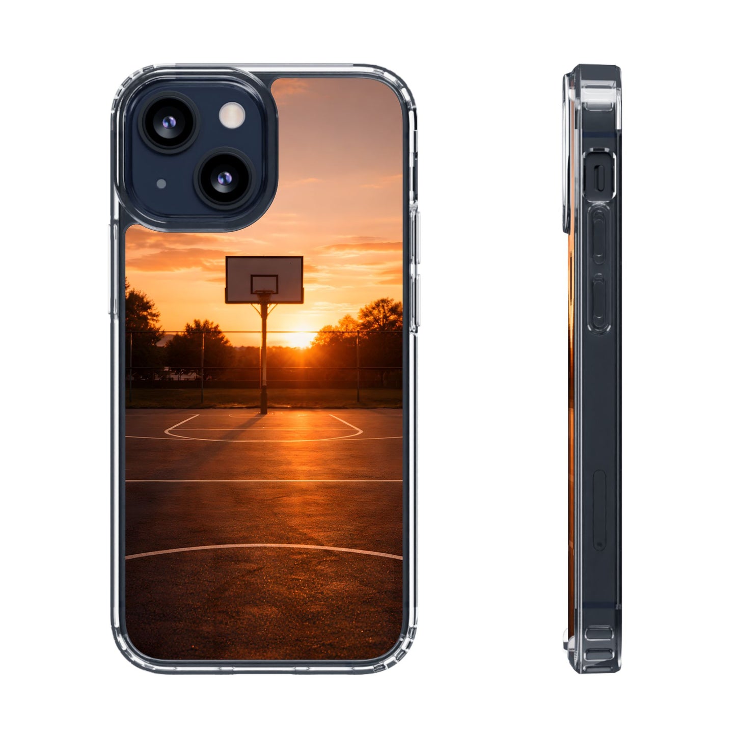 Clear Golden Hour Basketball Case - Urban Sunset Court Transparent Cover