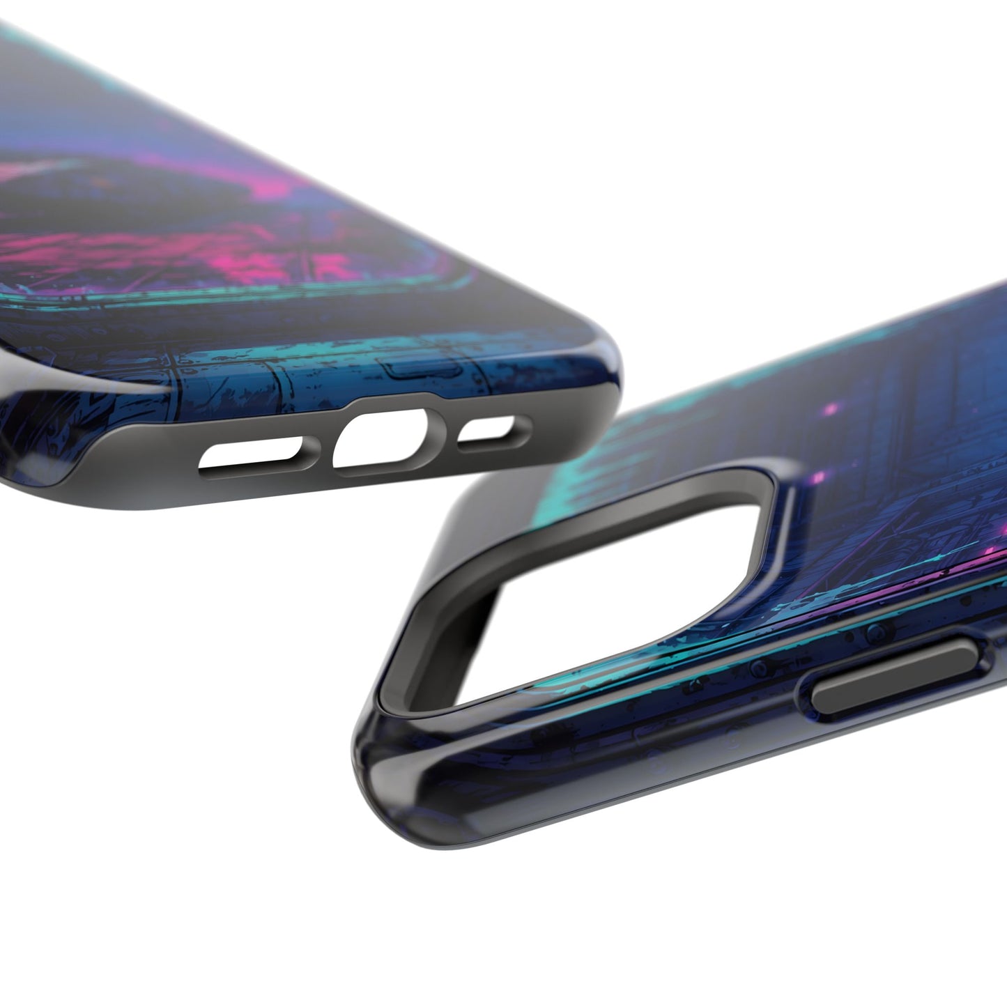 Cyberpunk Garage: Neon Sci-Fi Hover Tank MagSafe Case