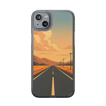 Clear Open Road Sunset Case - Minimalist Journey Aesthetic Transparent Cover