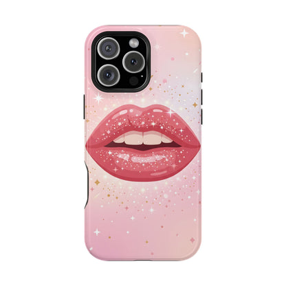 Glamorous Pink Glitter Lip Magnetic Impact Case
