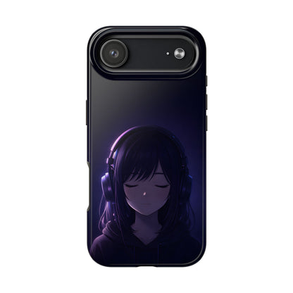 Midnight Lofi Anime Girl Tough Case - Deep Purple Music Cover for iPhone & Samsung