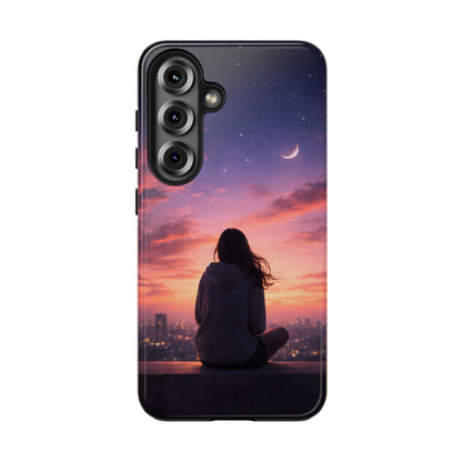 Dreamy Rooftop Sunset Tough Case - Lo-Fi Cityscape Cover for iPhone & Samsung