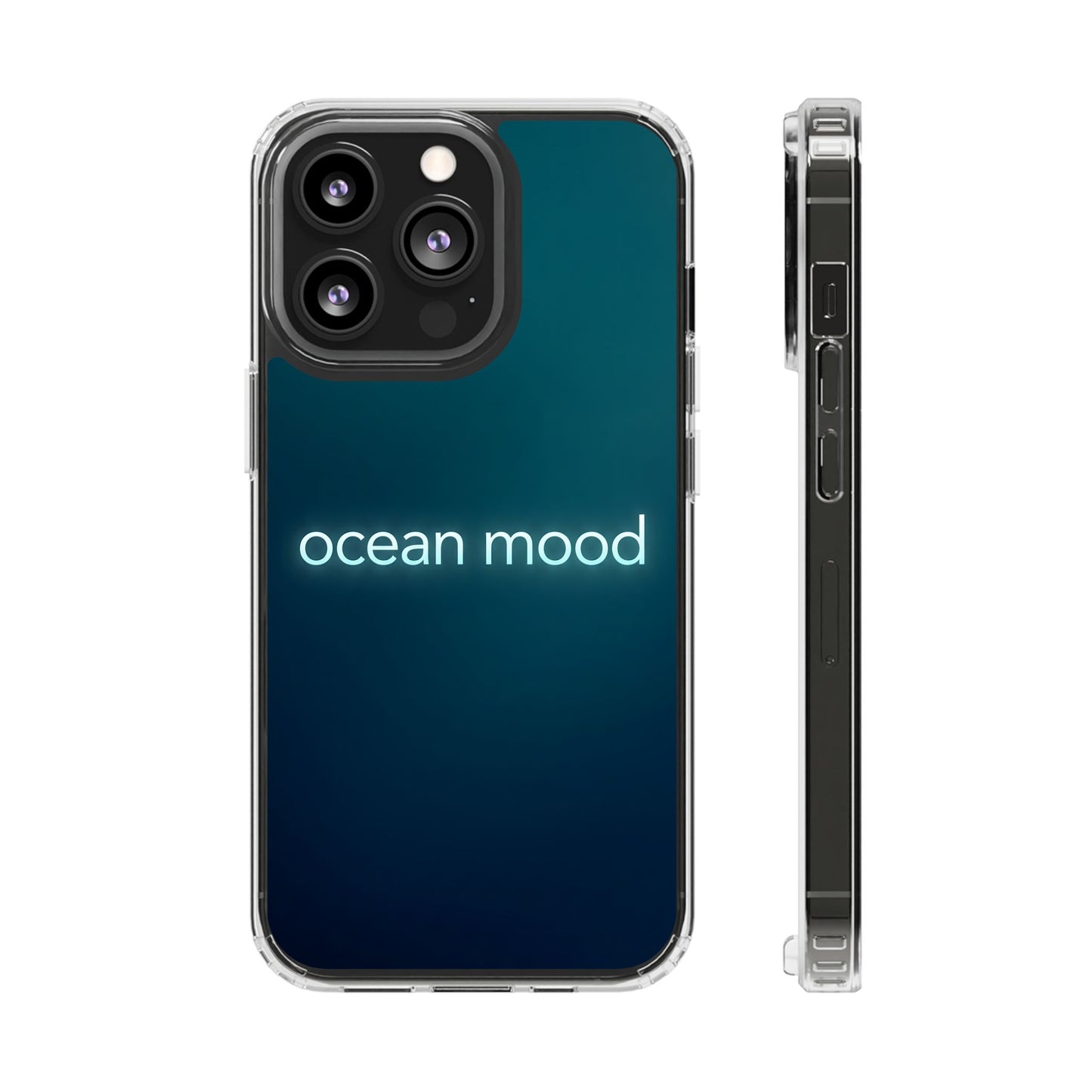 Dark Ocean Mood Neon Typography Case - MagSafe Compatible Minimalist Cover