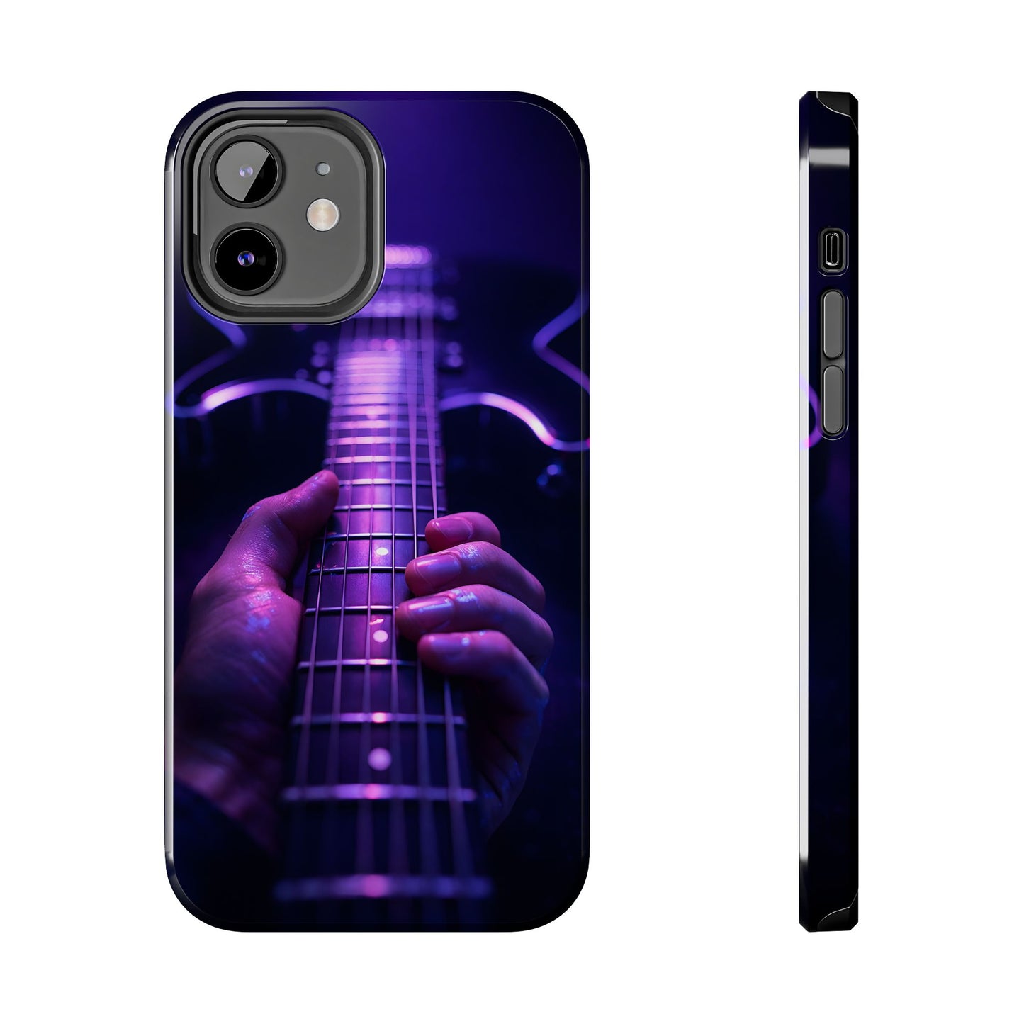Neon Electric Guitar Tough Case - Purple Stage POV Cover for iPhone & Samsung