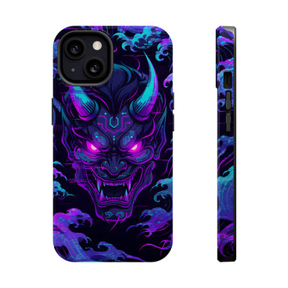 Cyber Oni: Neon Cyberpunk Japanese Mask MagSafe Case