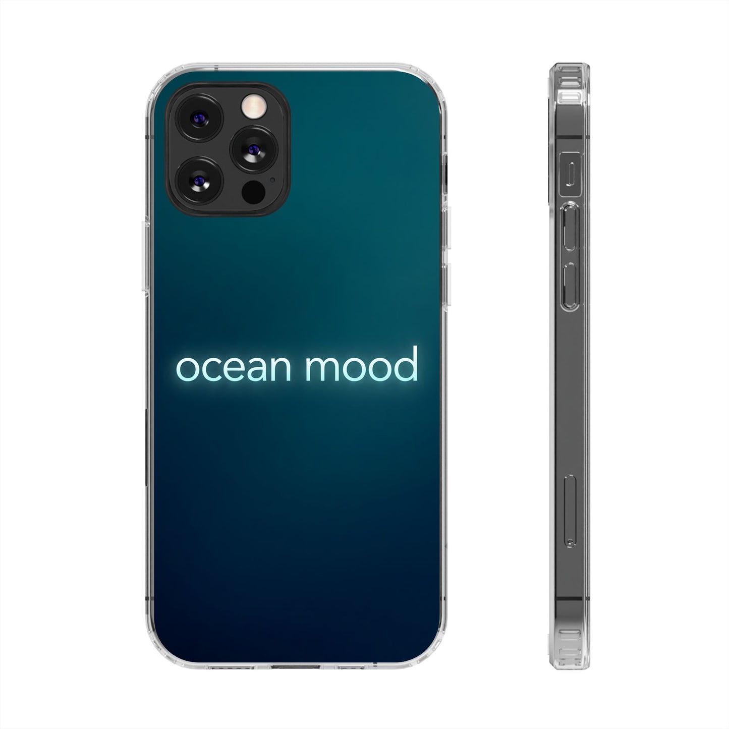 Dark Ocean Mood Neon Typography Case - MagSafe Compatible Minimalist Cover