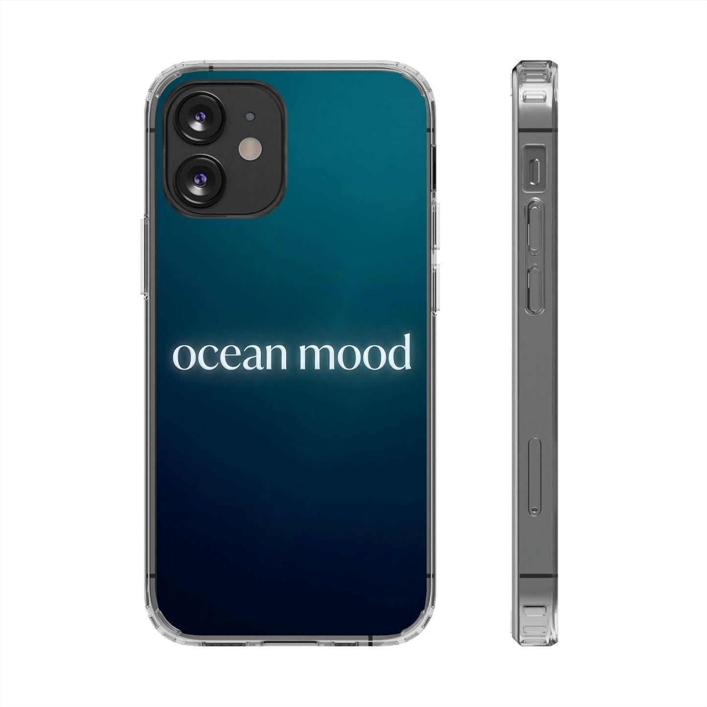 Dark Ocean Mood Clear Case - MagSafe Compatible Teal Gradient Cover