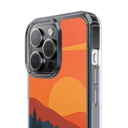 Clear Sunset Train Phone Case - Minimalist Travel Aesthetic Transparent Cover