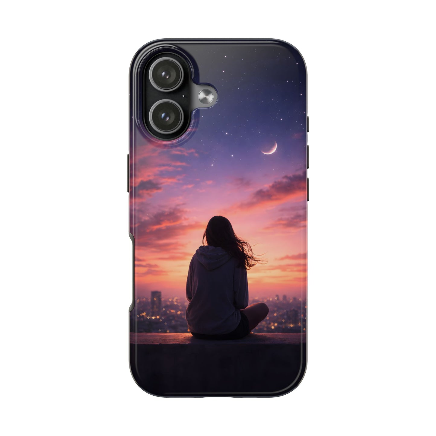 Dreamy Rooftop Sunset Tough Case - Lo-Fi Cityscape Cover for iPhone & Samsung