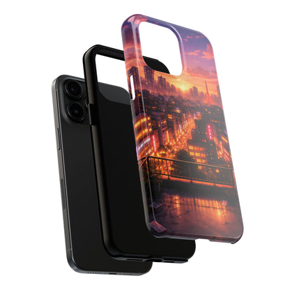 Tokyo Sunset Rooftop Tough Case - Urban Lo-Fi Skyline Cover for iPhone & Samsung