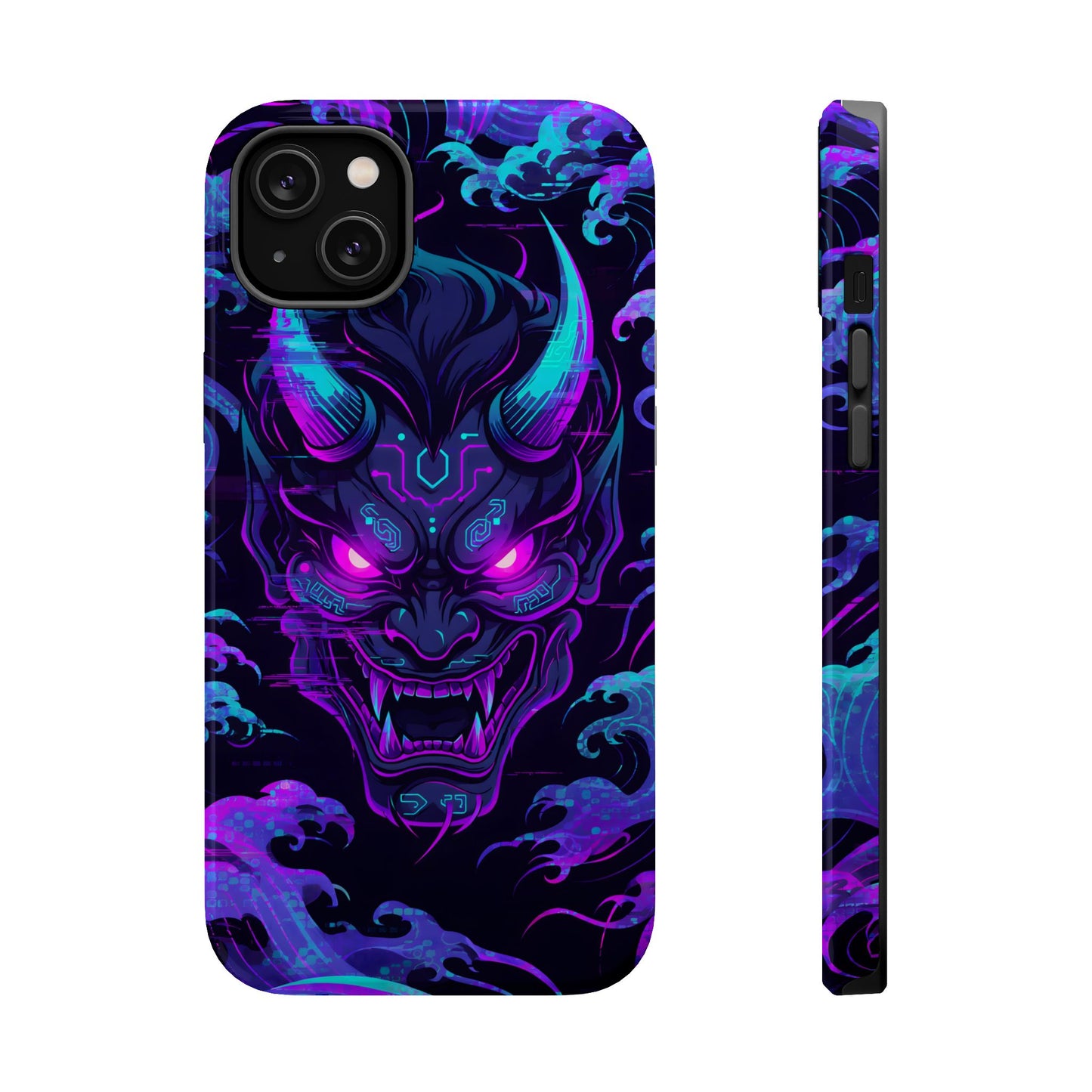Cyber Oni: Neon Cyberpunk Japanese Mask MagSafe Case