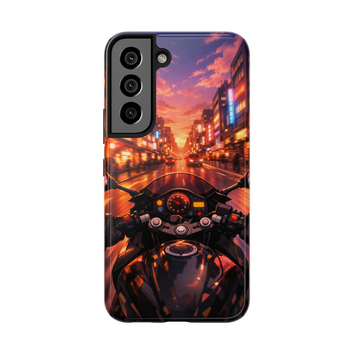 Motorcycle City POV Tough Case - Urban Sunset Rider Cover for iPhone & Samsung