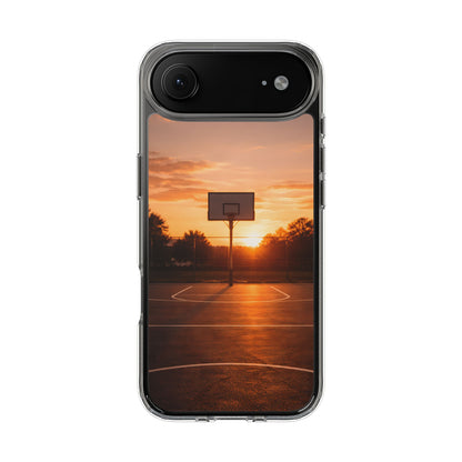 Clear Golden Hour Basketball Case - Urban Sunset Court Transparent Cover