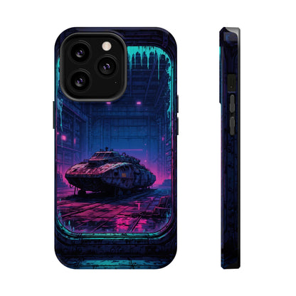 Cyberpunk Garage: Neon Sci-Fi Hover Tank MagSafe Case