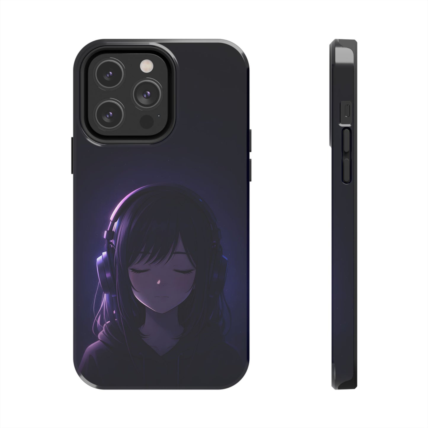 Midnight Lofi Anime Girl Tough Case - Deep Purple Music Cover for iPhone & Samsung