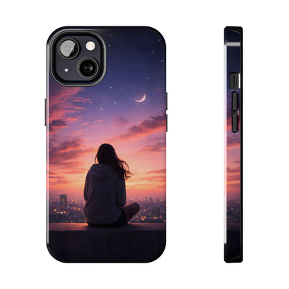 Dreamy Rooftop Sunset Tough Case - Lo-Fi Cityscape Cover for iPhone & Samsung
