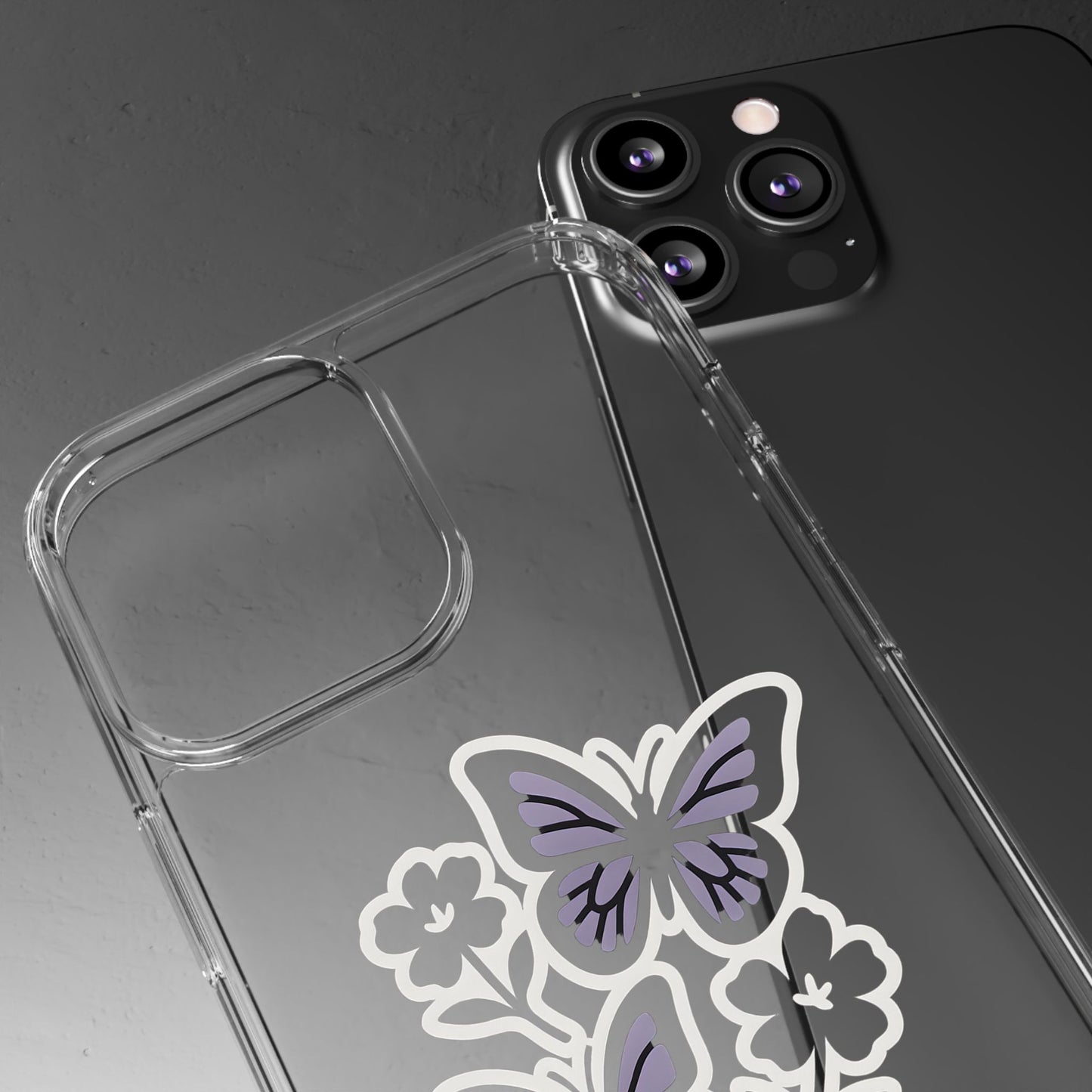 Clear Lavender Butterfly Case - Floral Botanical Transparent Cover for iPhone & Samsung