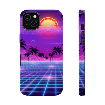 Neon Horizon: Premium Synthwave Sunset MagSafe Case
