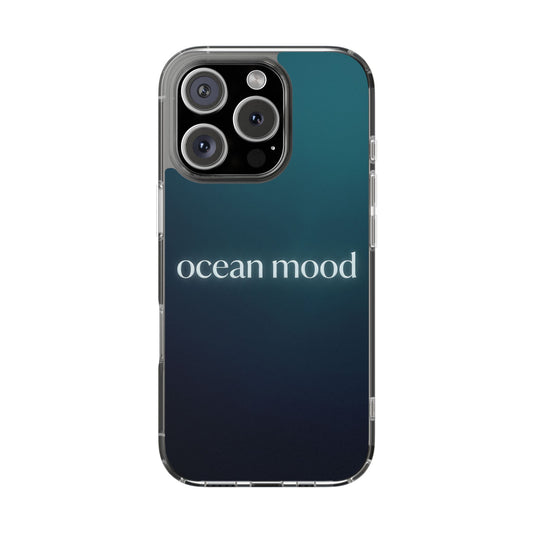 Dark Ocean Mood Clear Case - MagSafe Compatible Teal Gradient Cover