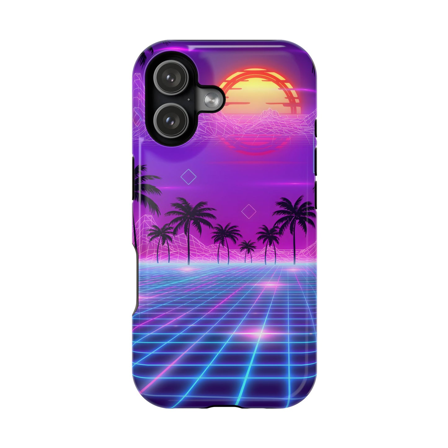 Neon Horizon: Premium Synthwave Sunset MagSafe Case
