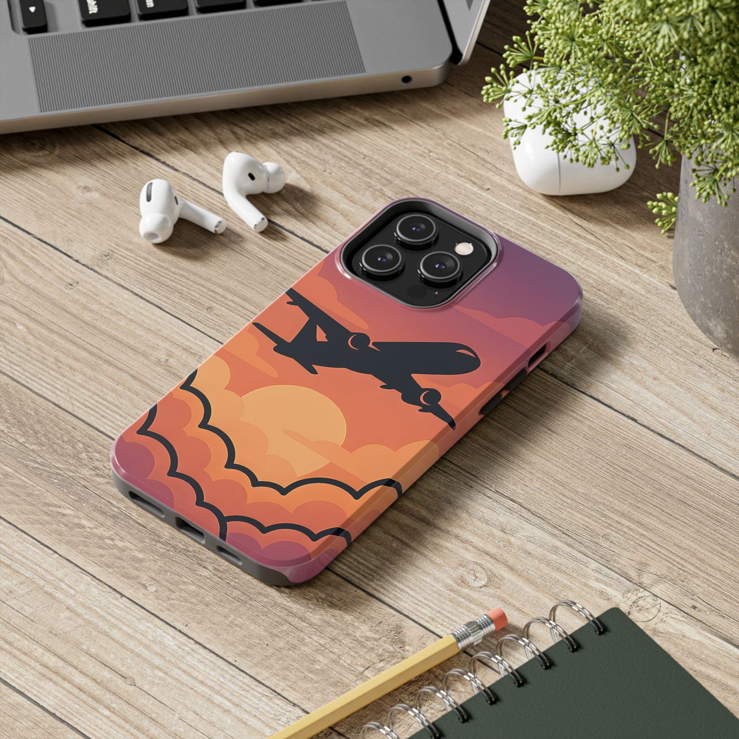 Sunset Flight Tough Case - Minimalist Aviation Aesthetic Travel Cover