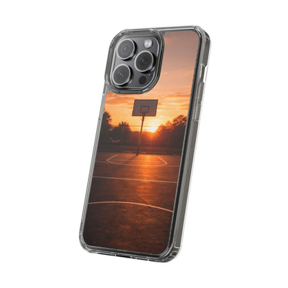 Clear Golden Hour Basketball Case - Urban Sunset Court Transparent Cover