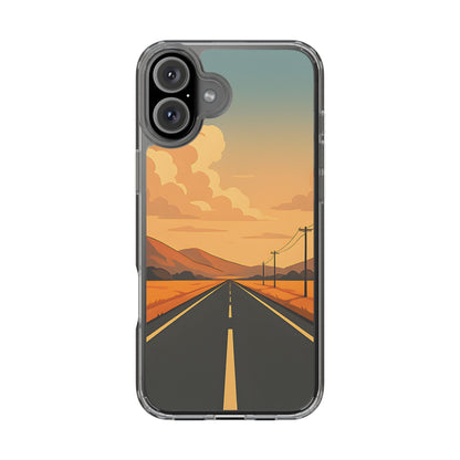 Clear Open Road Sunset Case - Minimalist Journey Aesthetic Transparent Cover