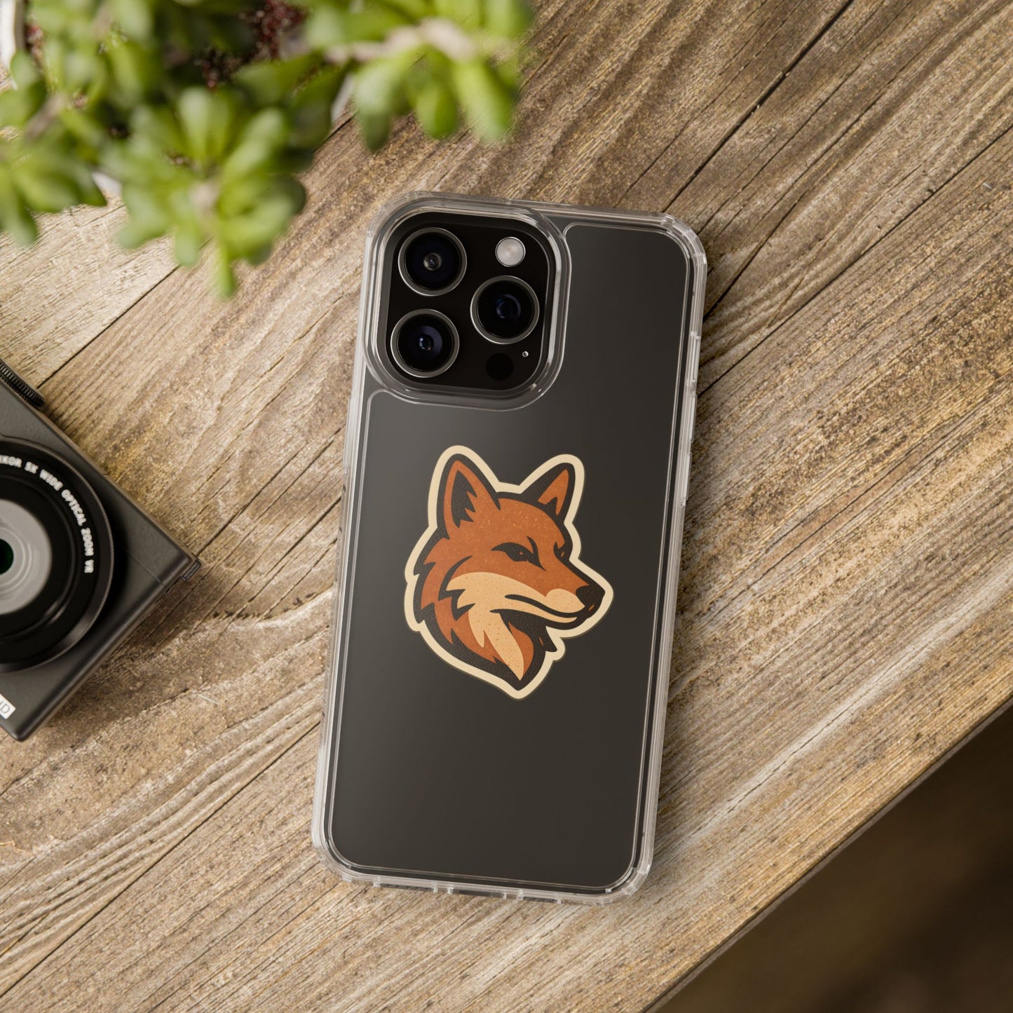 Clear Fox Emblem Phone Case - Vintage Wildlife Sticker Transparent Cover