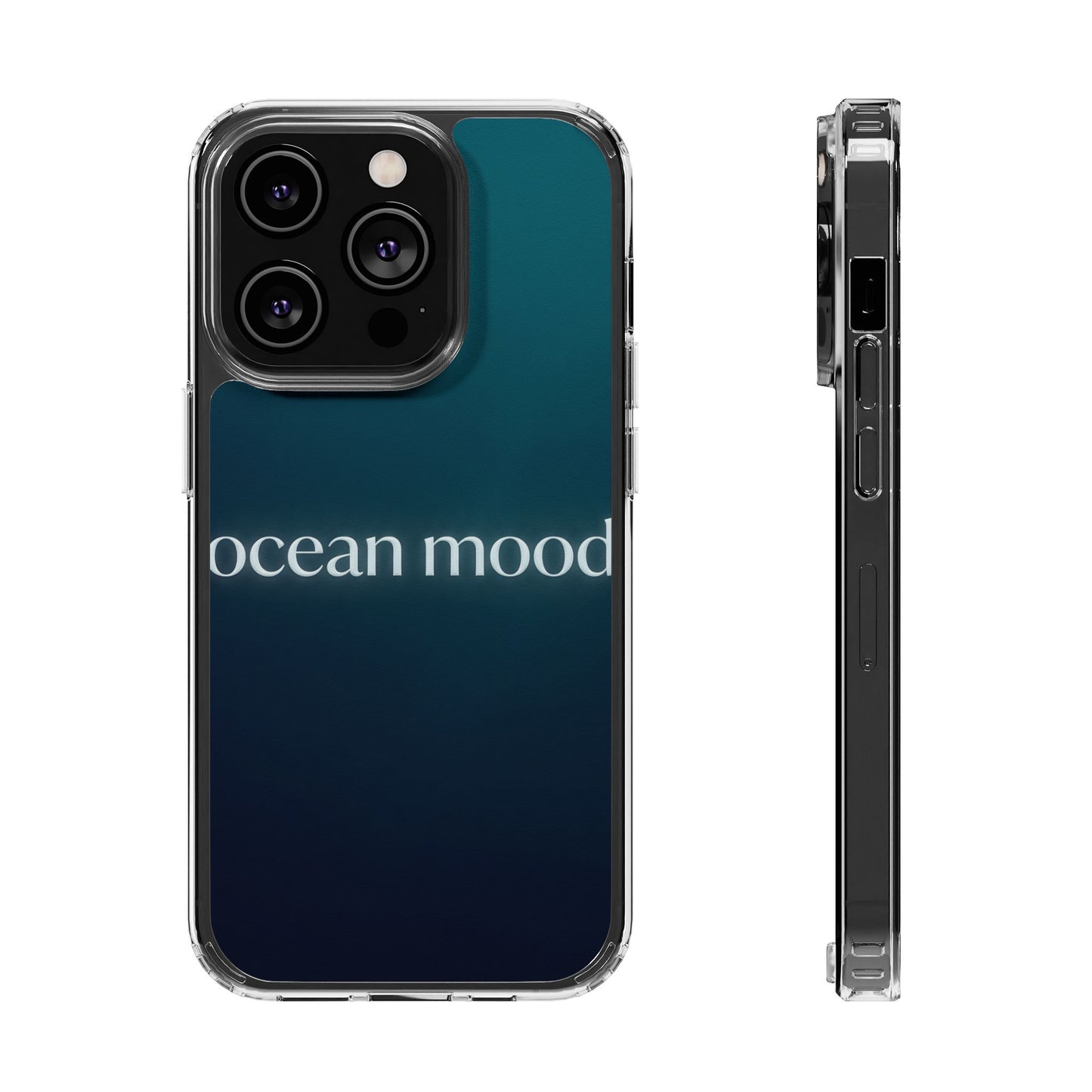 Dark Ocean Mood Clear Case - MagSafe Compatible Teal Gradient Cover